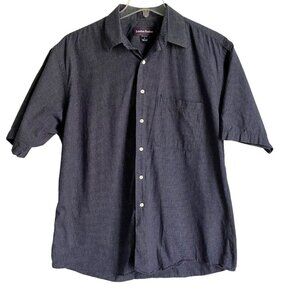 Lawton Harbor Blue White Short Sleeve Button Down Cotton Shirt Large